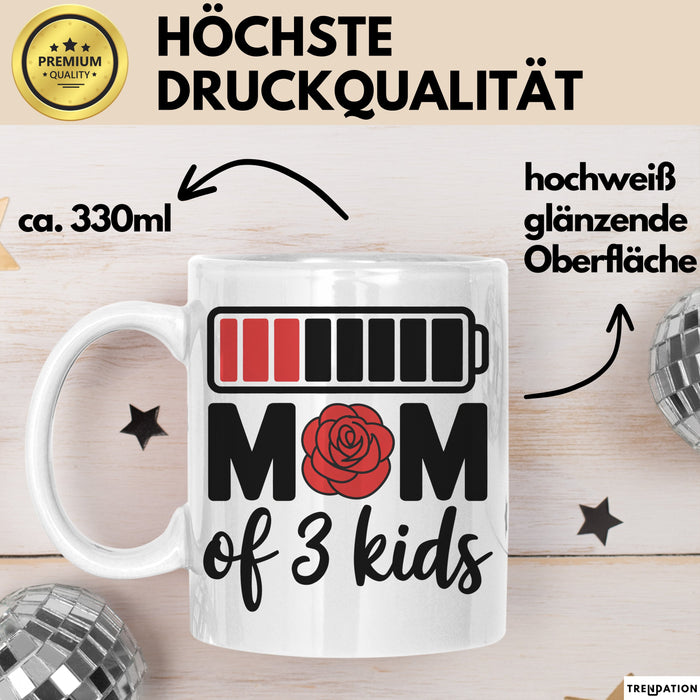 Mama Tasse Geschenk Mom Of 3 Kids Geschenkidee Mama Drei Kinder Muttertag Weiß Trendation