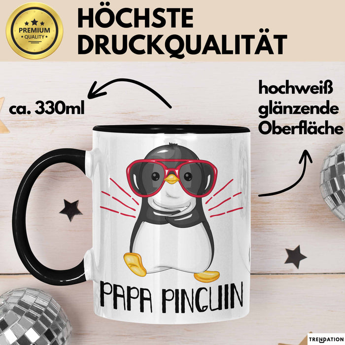Papa Pinguin Tasse Geschenk Pinguin Liebhaber Vatertag Schwarz Trendation