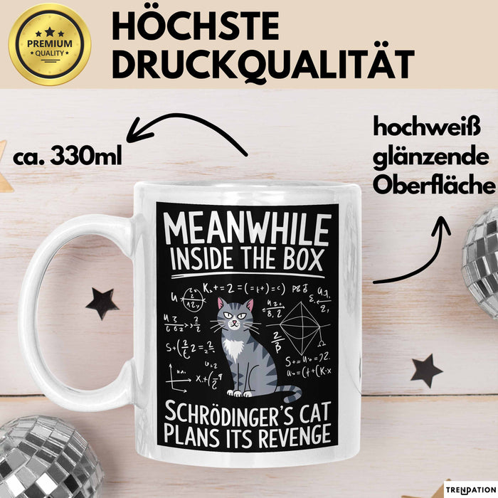 Mathe Mathematik Physik Lehrer Tasse Geschenk Lustige Geschenkidee Spruch In Der Box Schmiedet Schrödingers Katze Ihren Racheplan Weiß Trendation