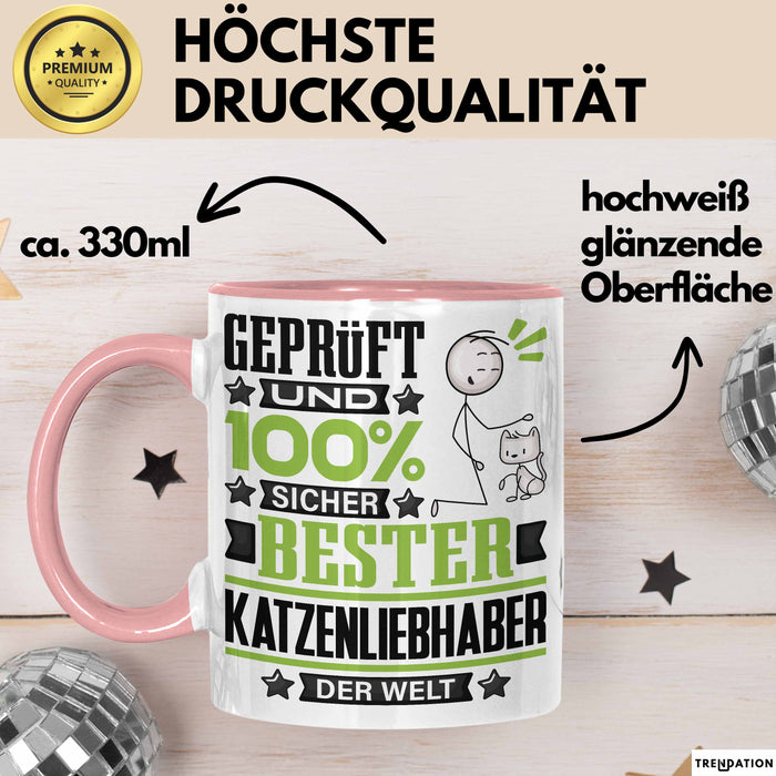 Katzenliebhaber Geschenk Lustiger Spruch für Katzenliebhaber Geschenkidee Bester Katzenliebhaber Der Welt Rosa Trendation