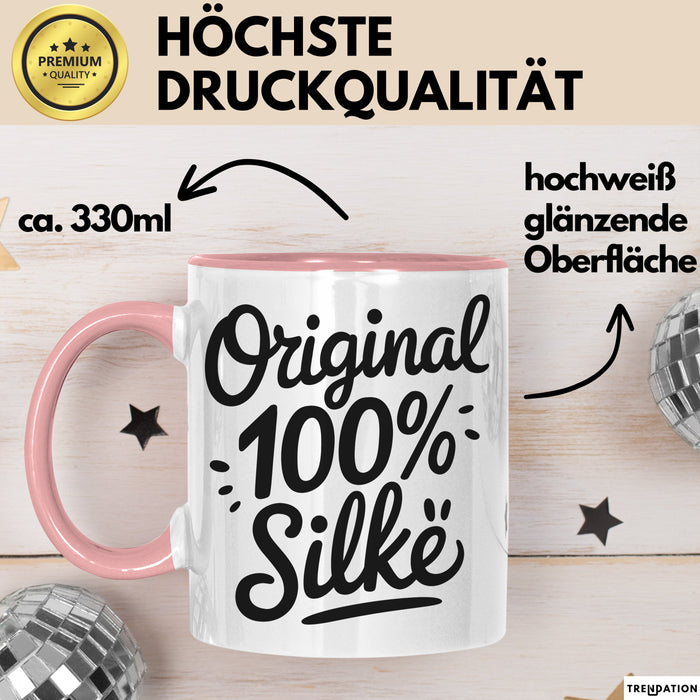 Silke Tasse Geschenk Original 100% Silke Geschenkidee Geburtstag Rosa Trendation