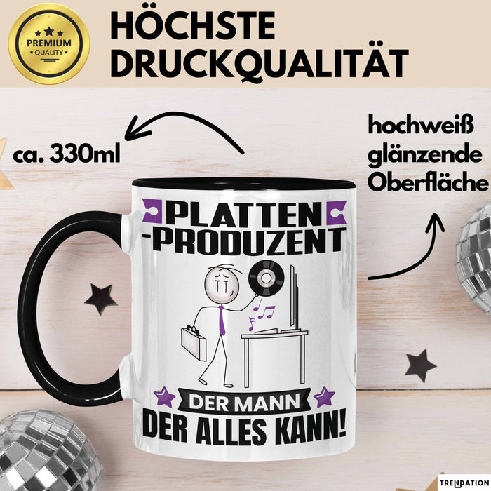 Plattenproduzent Tasse Geschenk für Plattenproduzent Der Mann Der Alles Kann Geschenkidee zum Geburtstag Schwarz Trendation
