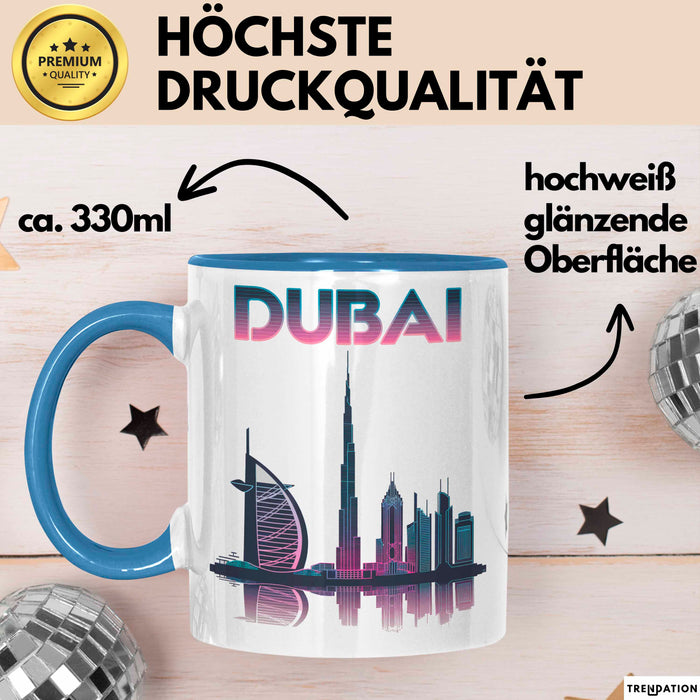 Dubai VAE Tasse Geschenk Lustige Geschenkidee Spruch Blau Trendation
