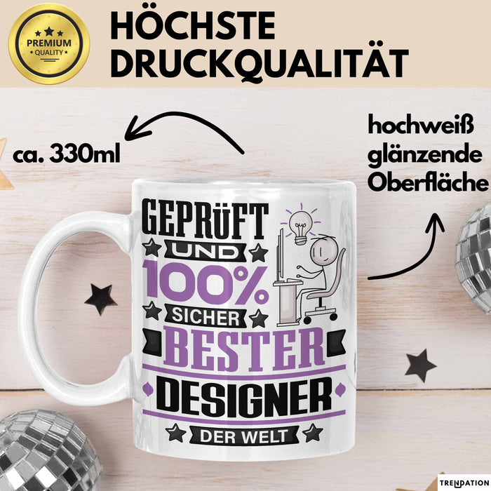 Designer Geschenk Lustiger Spruch für Designer Geschenkidee Bester Designer Der Welt Weiß Trendation