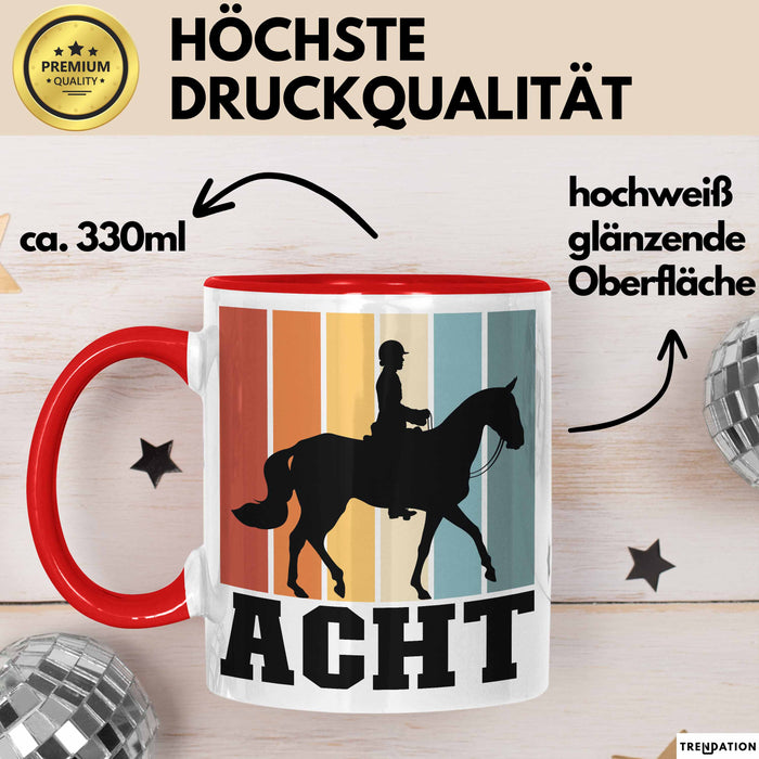 Tasse Geschenk Acht Retro Pferd Design Becher Rot Trendation