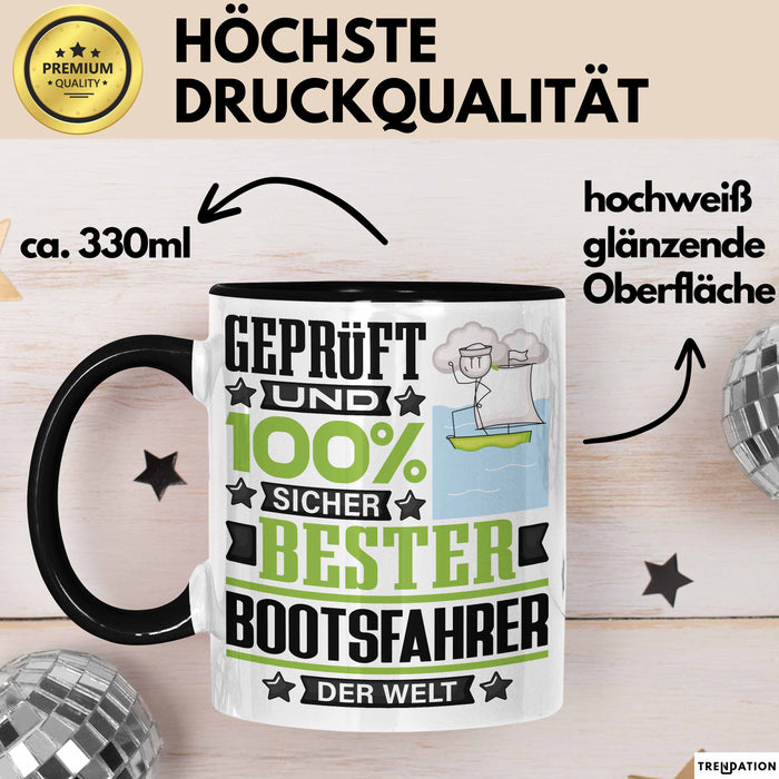 Bootsfahrer Geschenk Lustiger Spruch für Bootsfahrer Geschenkidee Bester Bootsfahrer Der Welt Schwarz Trendation