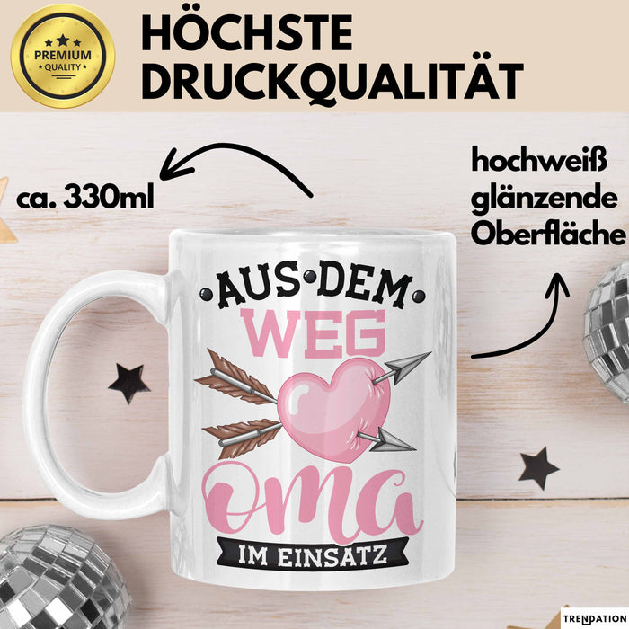 Oma Im Einsatz Tasse Geschenk Muttertag Lustiger Spruch Witzig Weiß Trendation