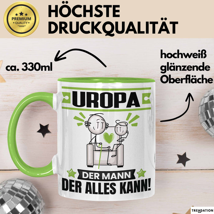 Uropa Tasse Geschenk für Uropa Der Mann Der Alles Kann Geschenkidee zum Geburtstag Grün Trendation