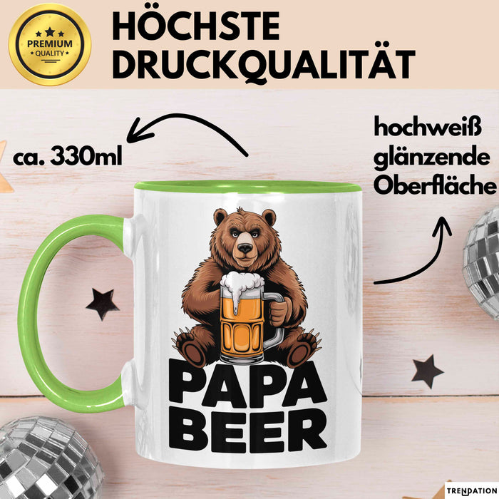 Papa Bier Tasse Geschenk Lustige Geschenkidee Spruch Grün Trendation