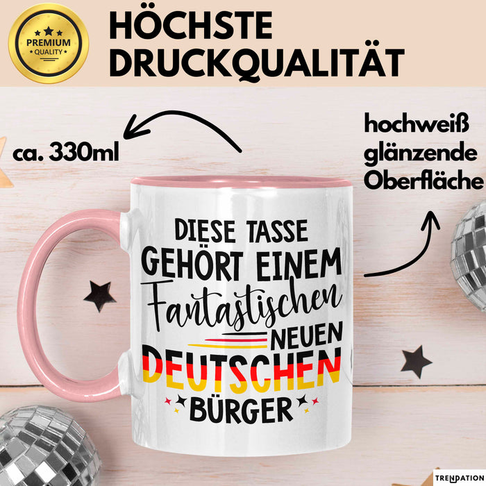 Deutschland Deutscher Bürger Tasse Becher Geschenk Lustige Geschenkidee Spruch Diese Tasse Gehört Einem Fantastischen Neuen Deutschen Burger Rosa Trendation