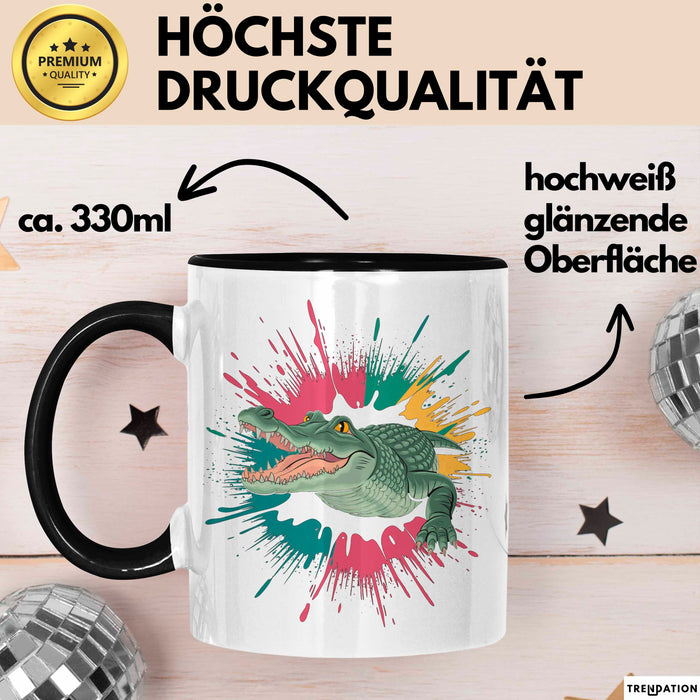 Krokodil Tier Tasse Geschenk Lustige Geschenkidee Spruch Schwarz Trendation