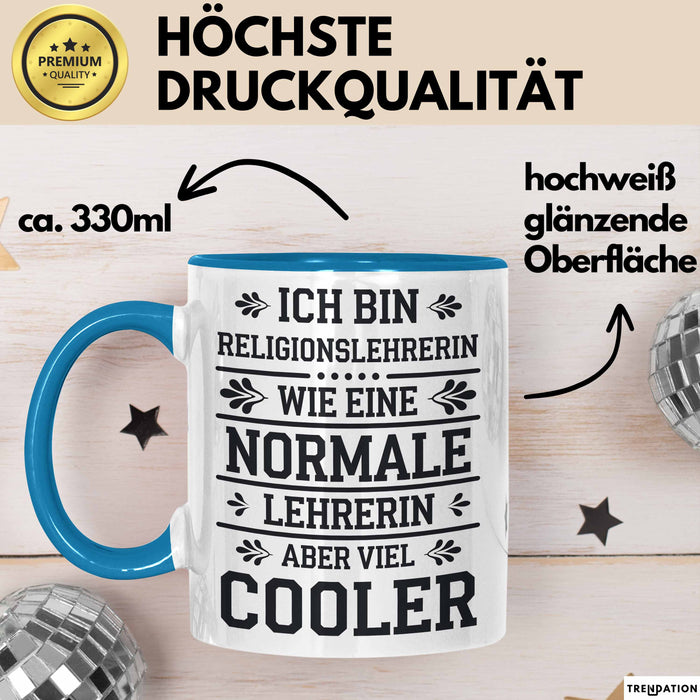 Religionslehrer Tasse Geschenk Lustige Geschenkidee Spruch Ich Bin Religionslehrerin Blau Trendation
