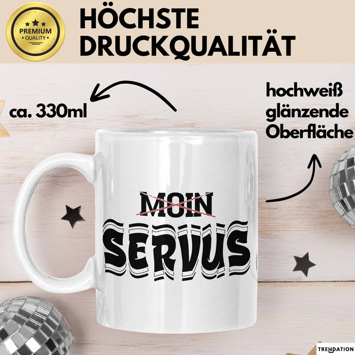 München Servus Tasse Geschenk Heimat Münchener Geschenkidee Kaffee-Becher Bayern Servus Weiß Trendation