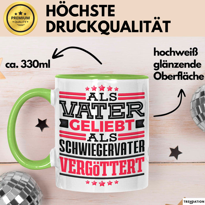 Schwiegervater Tasse Geschenk Geburtstag Bester Schwiegerpapa Geschenkidee Becher Grün Trendation