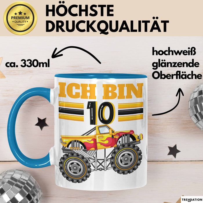 10. Geburtstag Geschenk Tasse Becher Jungs Trucks Geburtstagsgeschenk Ich Bin 10 Blau Trendation