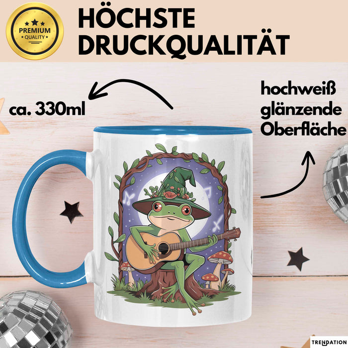 Frosch Tier Spielt Banjo Tasse Geschenk Lustige Geschenkidee Spruch Blau Trendation