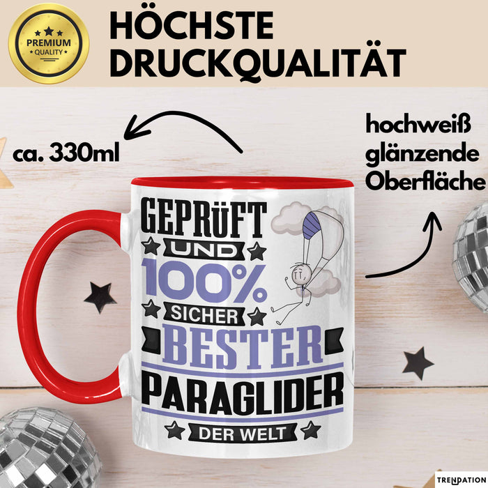 Paraglider Geschenk Lustiger Spruch für Paraglider Geschenkidee Bester Paraglider Der Welt Rot Trendation