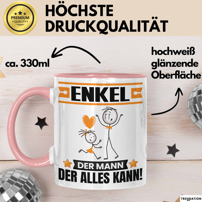 Enkel Tasse Geschenk für Enkel Der Mann Der Alles Kann Geschenkidee zum Geburtstag Rosa Trendation