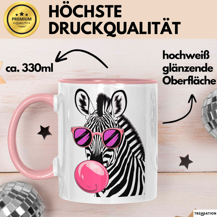 Zebra Kaugummi Tasse Geschenk Lustige Geschenkidee Spruch Rosa Trendation