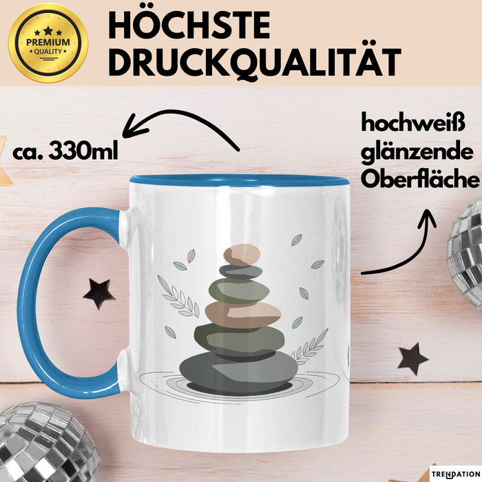 Meditationsfan Tasse Geschenkidee für Achtsamkeitssuchende Blau Trendation