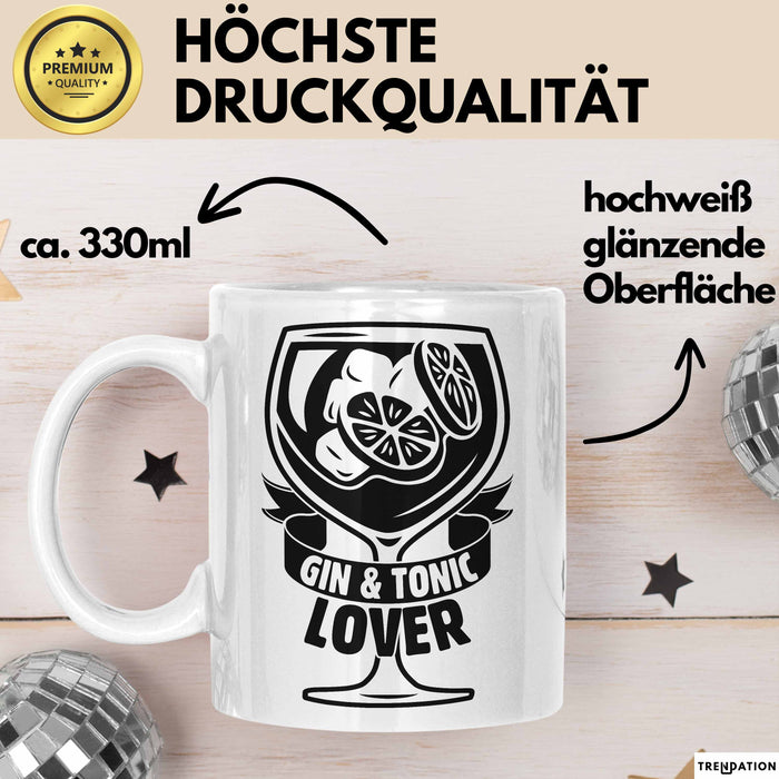 Gin Tonic Lover Tasse Geschenk Becher Weiß Trendation