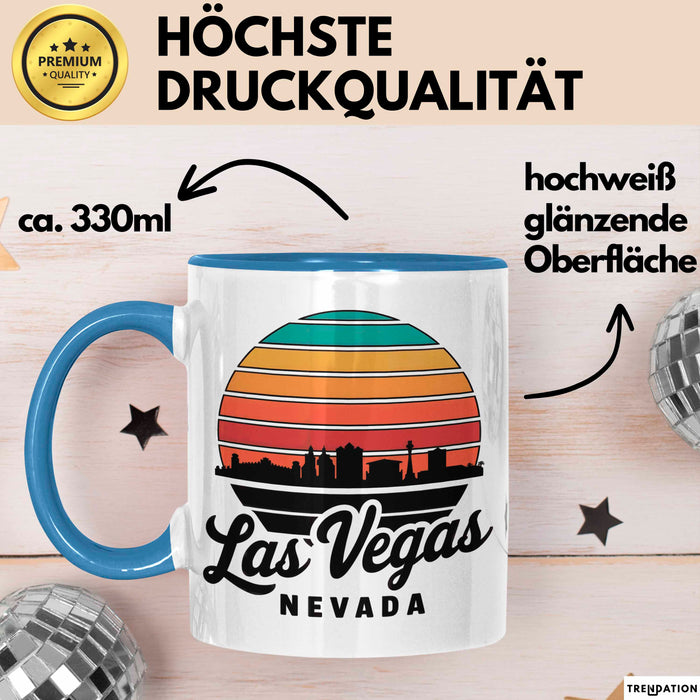 Las Vegas Nevada USA Tasse Geschenk Lustige Geschenkidee Spruch Blau Trendation