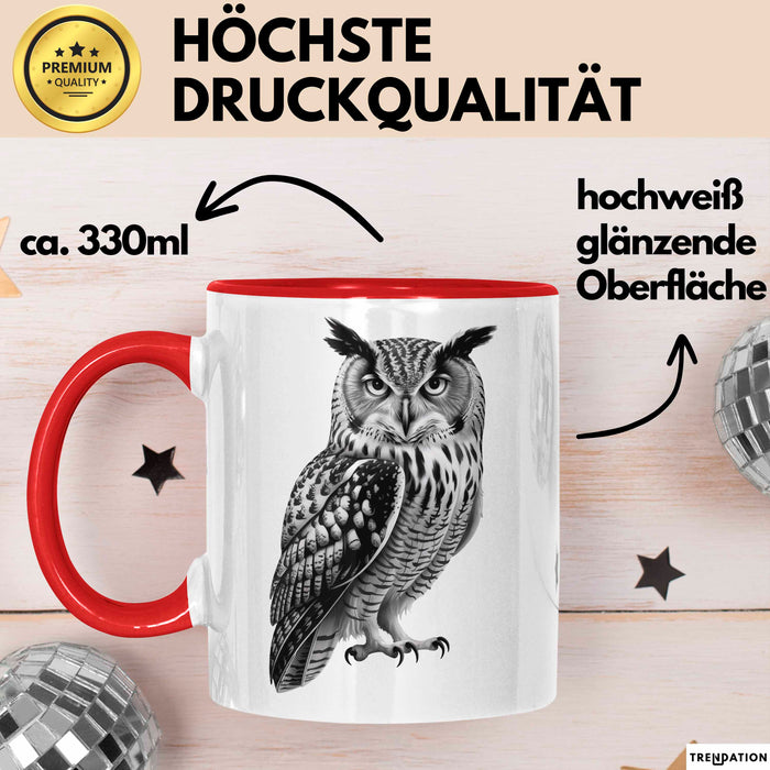 Eule Tierliebhaber Tasse Geschenk Lustige Geschenkidee Spruch Rot Trendation