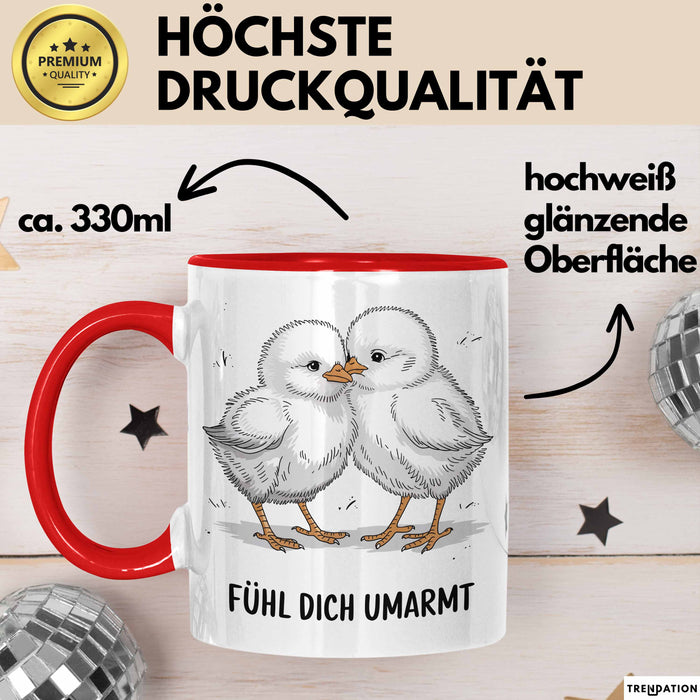 Motivierend Inspirierend Tasse Geschenk Lustige Geschenkidee Spruch Fühl Dich Umarmt Rot Trendation
