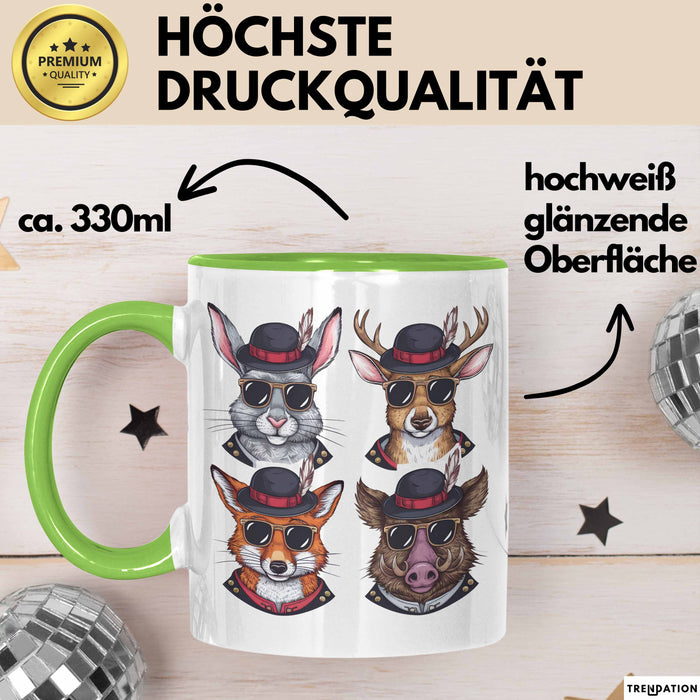 Jäger Tasse Geschenk Hase Wildschwein Fuchs Geschenkdiee Jagd Grün Trendation