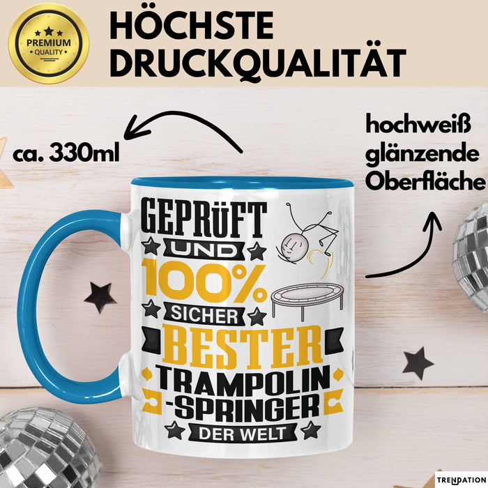 Trampolinspringer Geschenk Lustiger Spruch für Trampolinspringer Geschenkidee Bester Trampolinspringer Der Welt Blau Trendation
