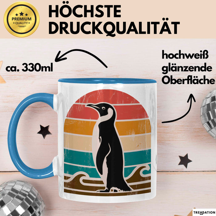 Retro Pinguin Tier Tasse Geschenk Lustige Geschenkidee Spruch Blau Trendation