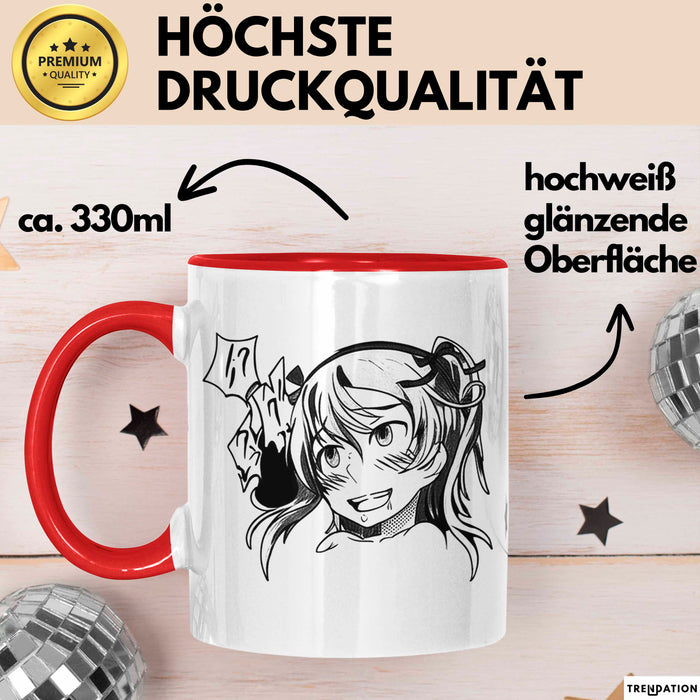 Anime Manga Mädchen Tasse Geschenk Lustige Geschenkidee Rot Trendation