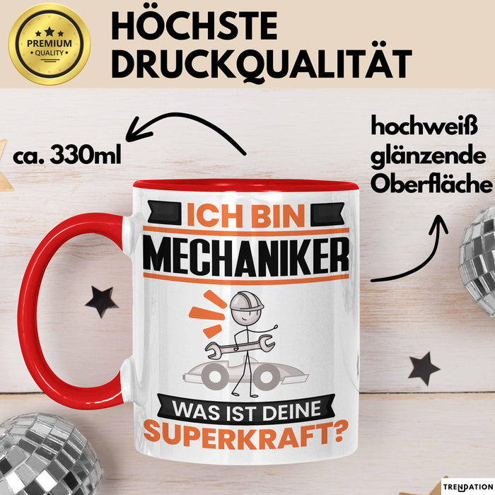 Mechaniker Tasse Geschenk für Mechaniker Geburtstag Lustiger Spruch Kaffee-Becher Was Ist Deine Superkraft Trendation