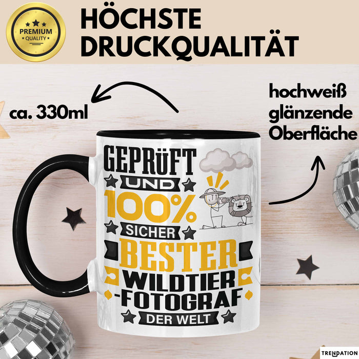 Wildtierfotograf Geschenk Lustiger Spruch für Wildtierfotograf Geschenkidee Bester Wildtierfotograf Der Welt Schwarz Trendation