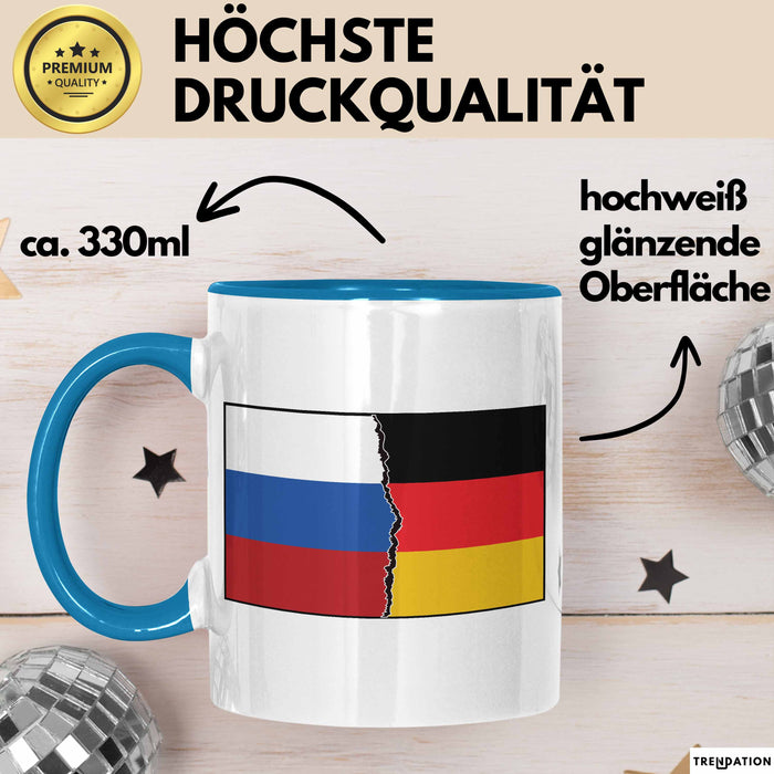 Russe Tasse Geschenk Russland Deutschland Flagge Geschenkidee Blau Trendation