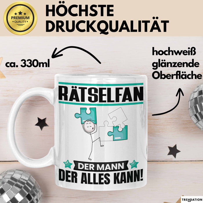 Rätselfan Tasse Geschenk für Rätselfan Der Mann Der Alles Kann Geschenkidee zum Geburtstag Weiß Trendation