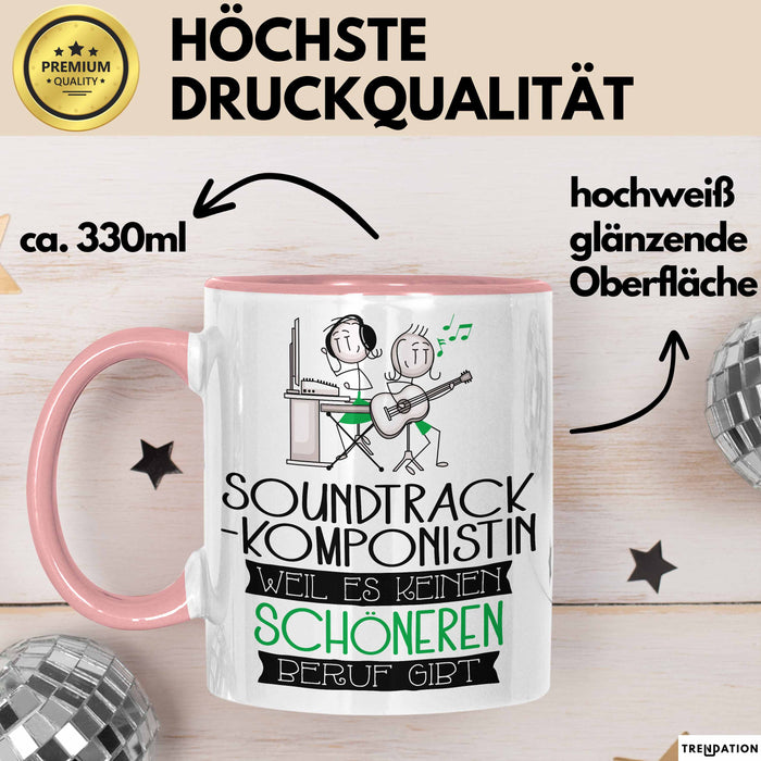 Soundtrack-Komponistin Weil Es Keinen Schöneren Beruf Gibt Tasse Geschenk für Eine Soundtrack-Komponistin Lustig Rosa Trendation