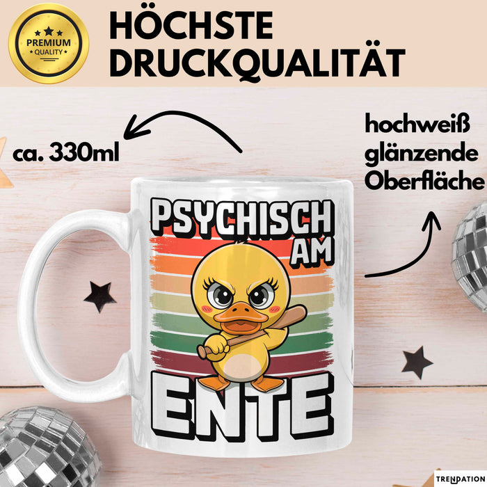 Ente Tier Tasse Geschenk Lustige Geschenkidee Spruch Psychisch Am Ente Weiß Trendation