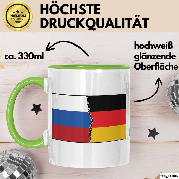 Russe Tasse Geschenk Russland Deutschland Flagge Geschenkidee Grün Trendation
