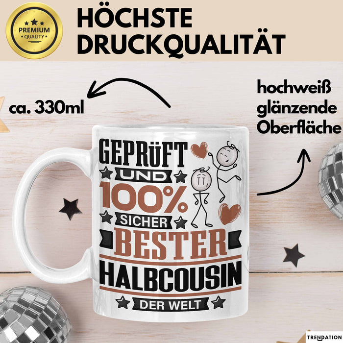 Halbcousin Geschenk Lustiger Spruch für Halbcousin Geschenkidee Bester Halbcousin Der Welt Weiß Trendation