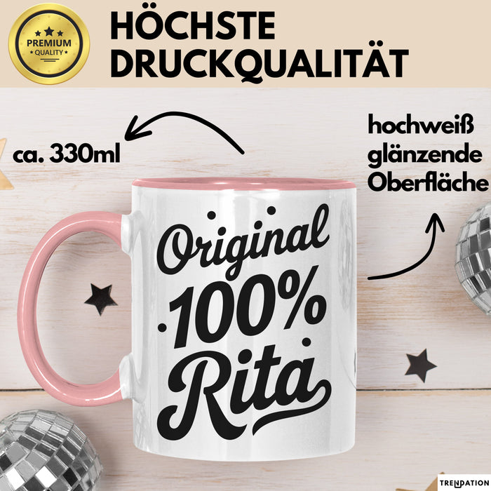 Rita Tasse Geschenk Original 100% Rita Geschenkidee Geburtstag Rosa Trendation