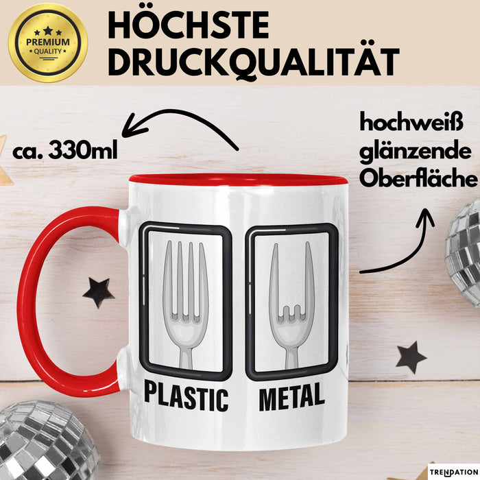 Plastik Tasse Geschenk Plastic Metal Musiker Spruch Geschenkidee Rot Trendation