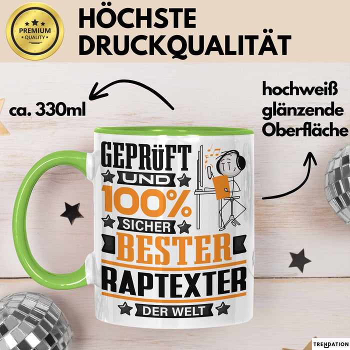Raptexter Geschenk Lustiger Spruch für Raptexter Geschenkidee Bester Raptexter Der Welt Grün Trendation