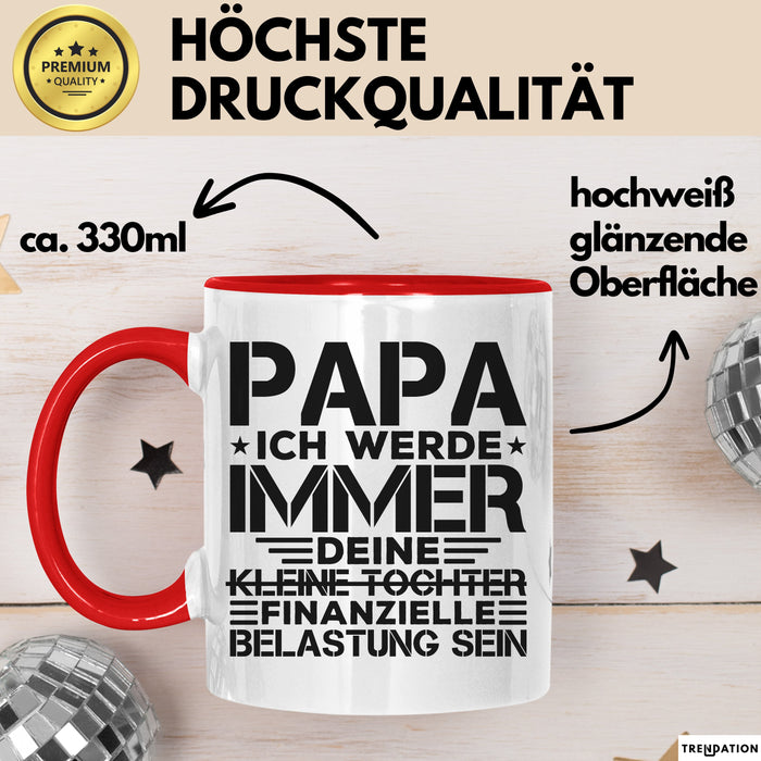 Papa Tasse Geschenk Ich Werde Immer Deine Kleine Tochter Sein Geschenkidee Rot Trendation