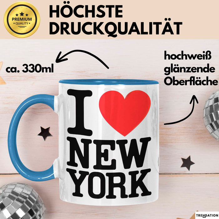 New York City USA Tasse Geschenk Lustige Geschenkidee Spruch Ich Liebe New York Blau Trendation