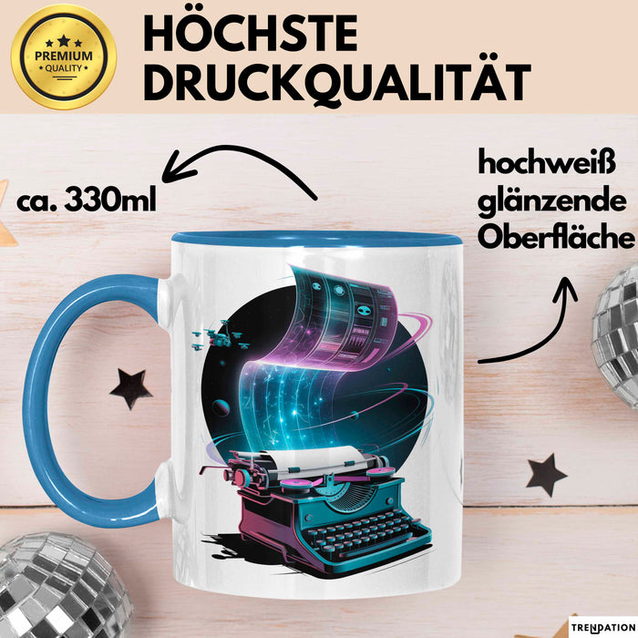 Sci Fi Autor Tasse Geschenkidee für Zukunftswelten Blau Trendation