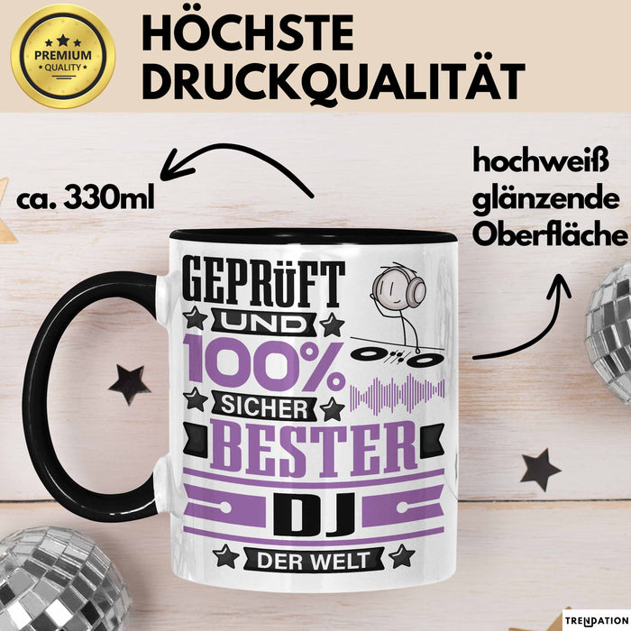 DJ Geschenk Lustiger Spruch für DJ Geschenkidee Bester DJ Der Welt Schwarz Trendation