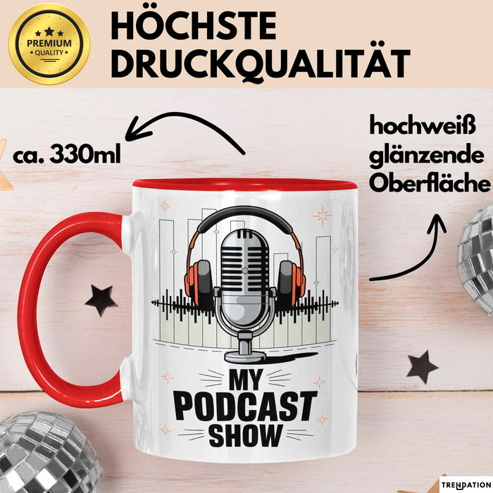 Podcast Gastgeber Tasse Geschenk Lustige Geschenkidee Spruch Für Audio Geschichtenerzähler Rot Trendation