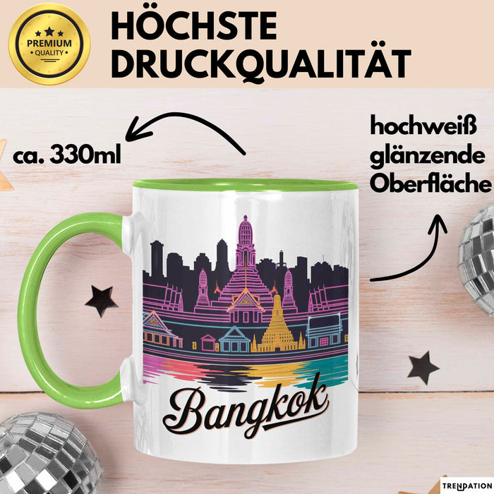 Bangkok Thailand Tasse Geschenk Lustige Geschenkidee Spruch Grün Trendation