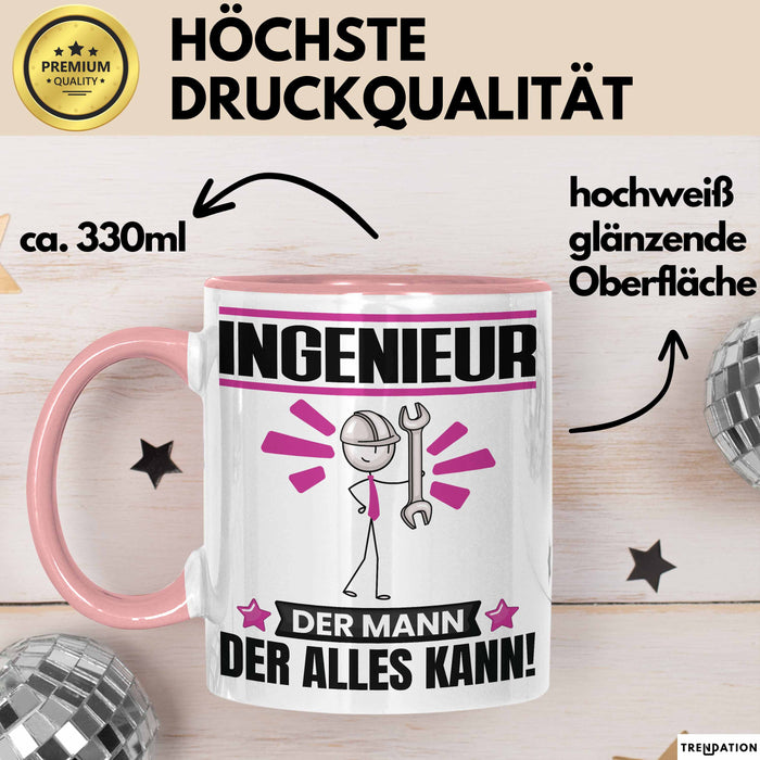 Ingenieur Tasse Geschenk für Ingenieur Der Mann Der Alles Kann Geschenkidee zum Geburtstag Rosa Trendation